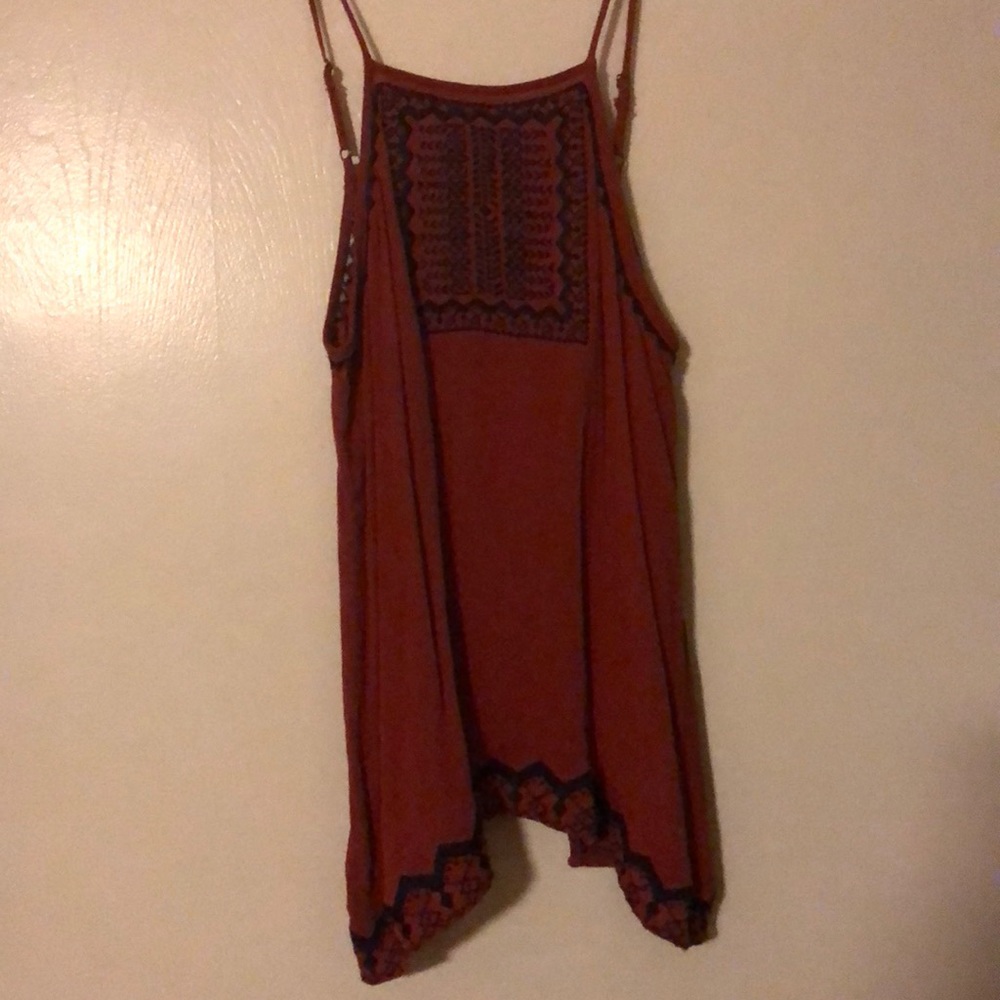 Boho style redish-orange top with open back